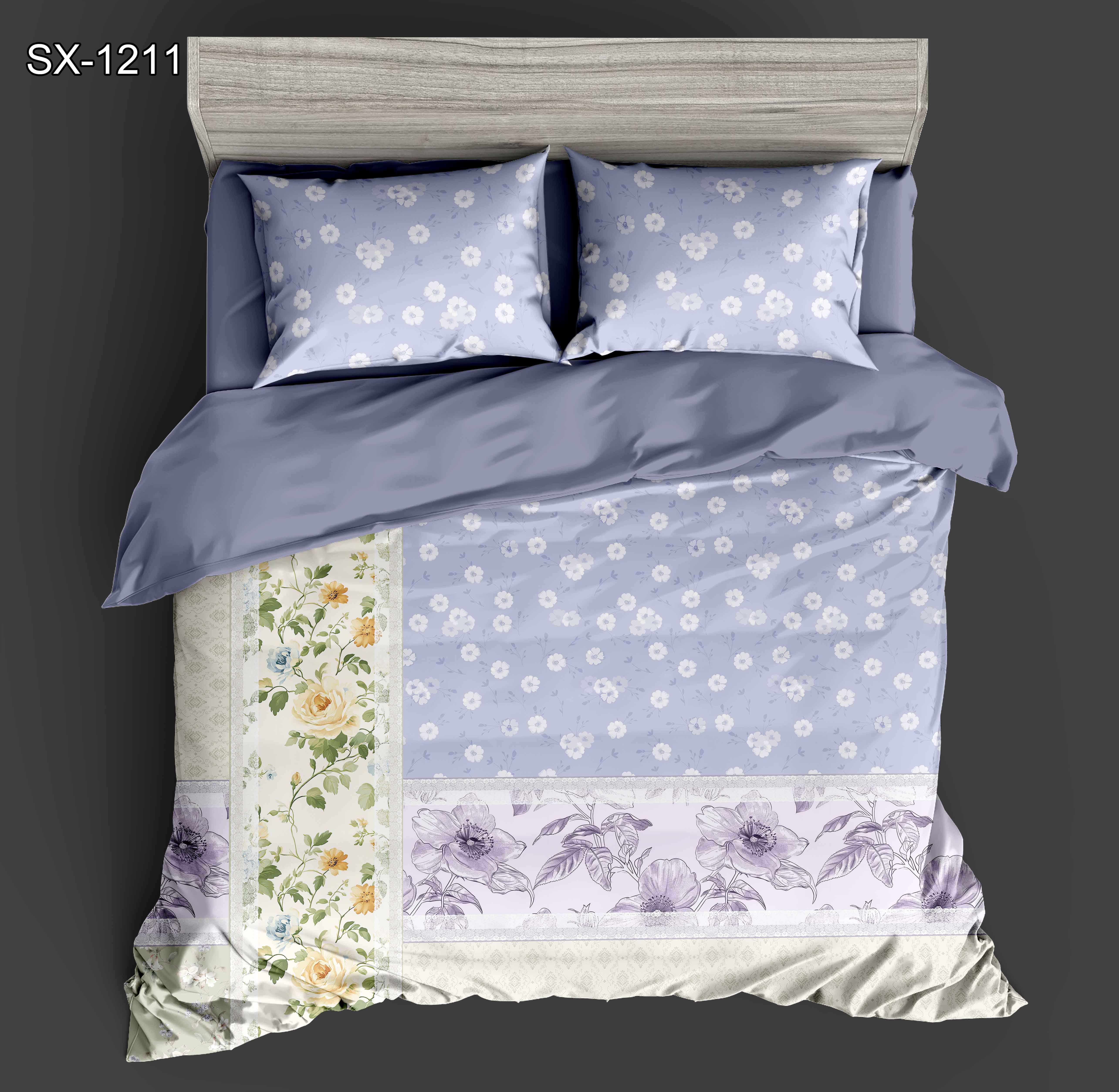 5D Digital Printed Botark Set med Patchwork Floral and Vintage Pattern Design